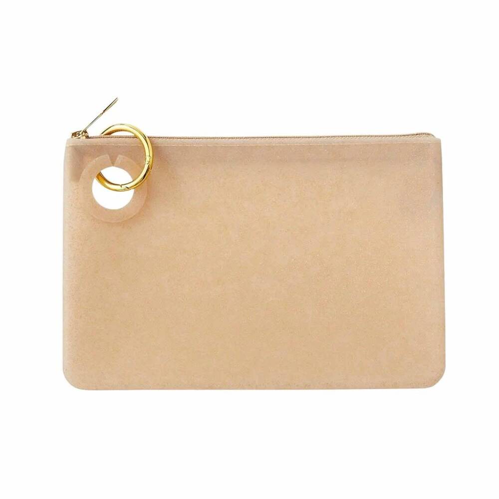 NEW OVENTURE women's large silicone pouch in gold rush confetti
